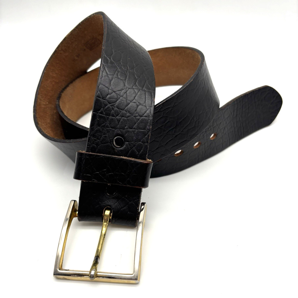Vintage 70s SEARS 40381 Black Full Grain Steerhide Leather Western Belt 36"